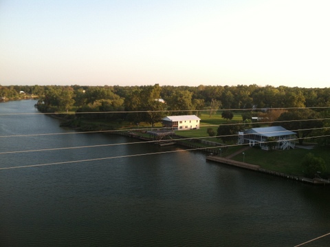 Exotic Isle aerial view looking down river